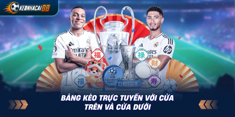 Bảng kèo trực tuyến với cửa trên màu đậm phía trên và cửa dưới phía dưới