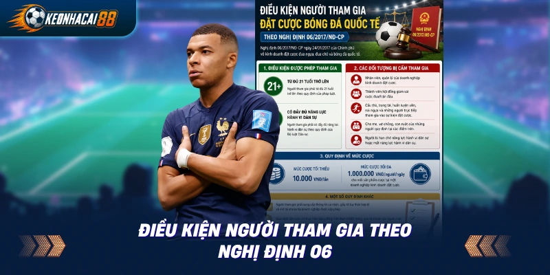 Bảng điều kiện người chơi theo Điều 7 NĐ 06: đủ 21 tuổi và năng lực hành vi dân sự đầy đủ