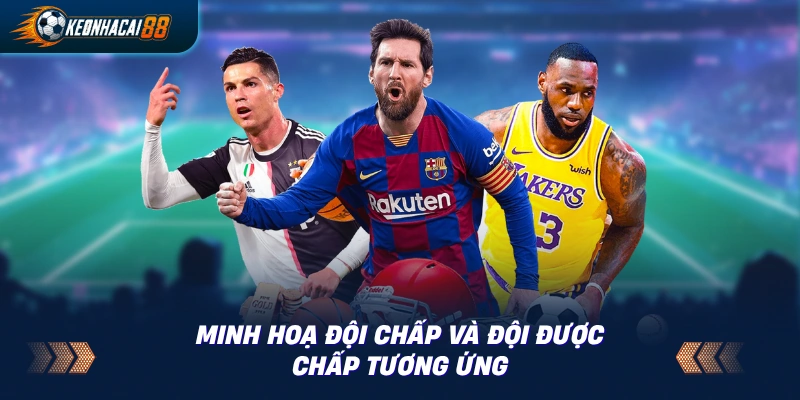 Sơ đồ đội chấp gánh dấu trừ và đội được chấp nhận dấu cộng tương ứng