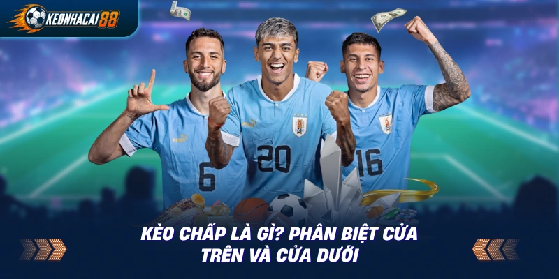 Sơ đồ minh hoạ kèo chấp là gì với cửa trên dấu trừ và cửa dưới dấu cộng đối xứng
