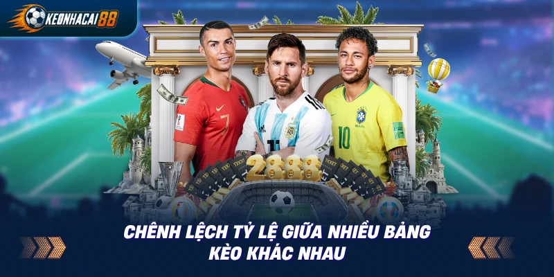 Bảng đối chiếu cùng một trận trên 3 bảng kèo khác nhau với chênh lệch tỷ lệ rõ rệt
